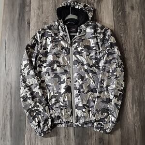 Michael Kors Mens Silver Camo Windbreaker Jacket Size M